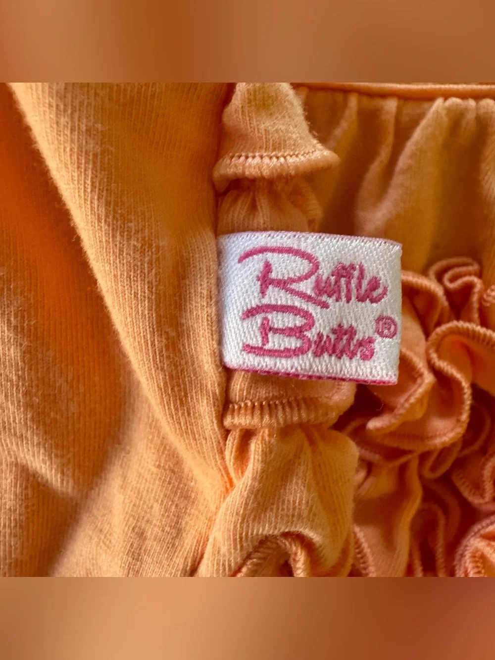 Ruffle Butts Peach Orange Ruffled Baby Girl Romper Onesie Bubble 0-3M